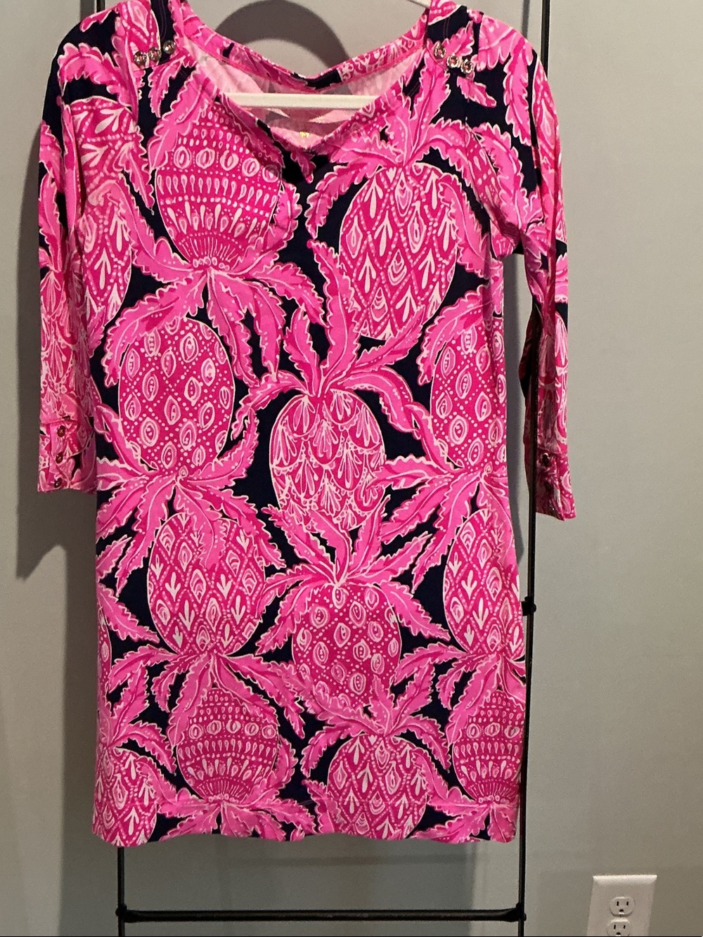 Lilly Pulitzer Hot Pink & Navy Floral Tunic